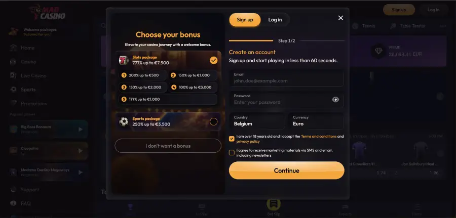 Mad casino welcome bonus promotion up to 7500 euros Mad casino welcome bonus promotion up to 7500 euros